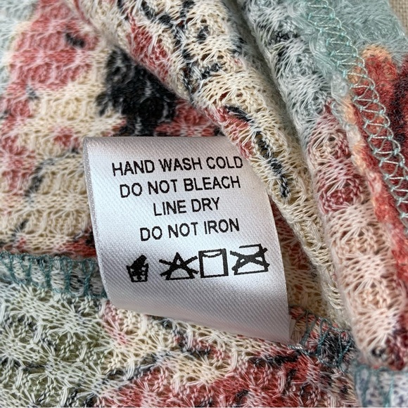 Oddi Retro Spring Floral Rose Polka Dot Teal Cutout Cold Shoulder Bow Top - Picture 15 of 16